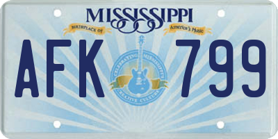MS license plate AFK799