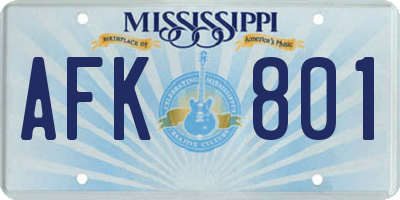 MS license plate AFK801