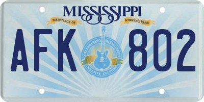 MS license plate AFK802