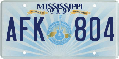 MS license plate AFK804