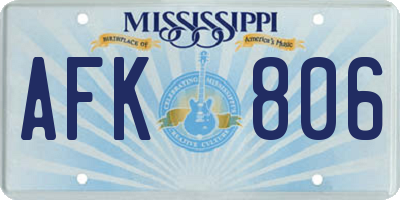 MS license plate AFK806