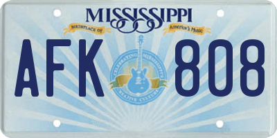 MS license plate AFK808