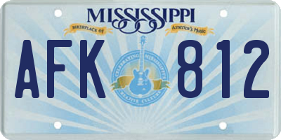 MS license plate AFK812