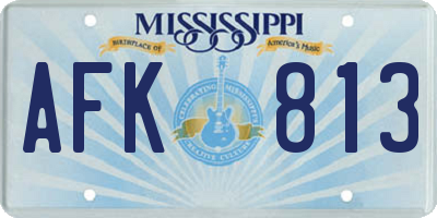 MS license plate AFK813