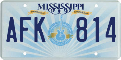 MS license plate AFK814