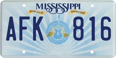 MS license plate AFK816