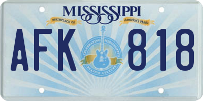 MS license plate AFK818