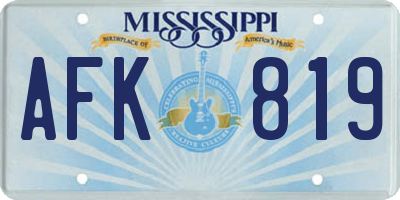 MS license plate AFK819