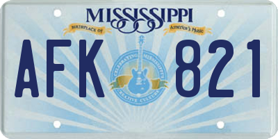 MS license plate AFK821