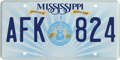 MS license plate AFK824