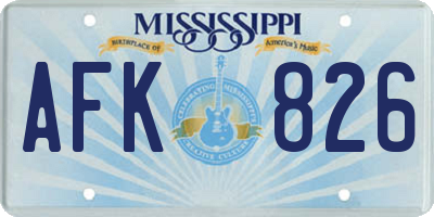 MS license plate AFK826