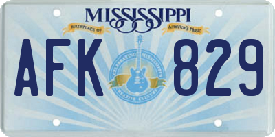 MS license plate AFK829