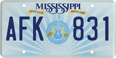 MS license plate AFK831