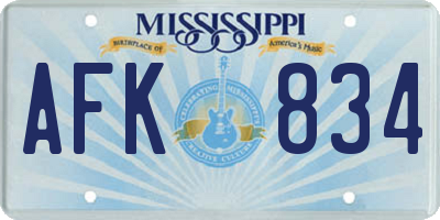 MS license plate AFK834