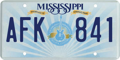 MS license plate AFK841