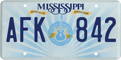 MS license plate AFK842