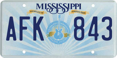 MS license plate AFK843