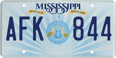 MS license plate AFK844