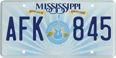 MS license plate AFK845