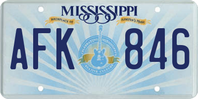 MS license plate AFK846