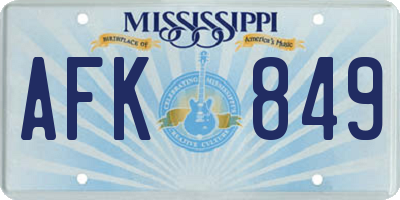 MS license plate AFK849