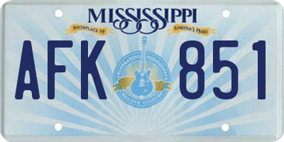 MS license plate AFK851