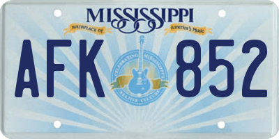 MS license plate AFK852