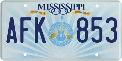 MS license plate AFK853