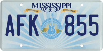 MS license plate AFK855