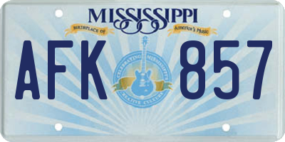 MS license plate AFK857
