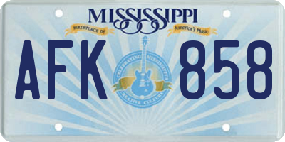 MS license plate AFK858