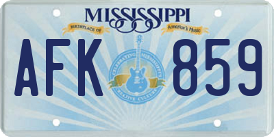 MS license plate AFK859