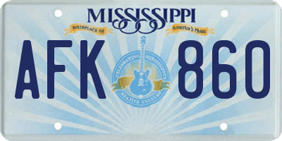 MS license plate AFK860