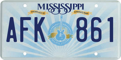 MS license plate AFK861