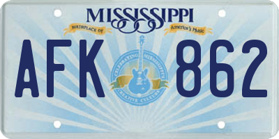 MS license plate AFK862