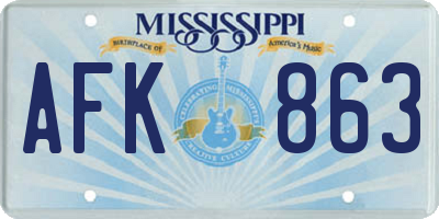 MS license plate AFK863