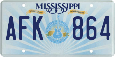 MS license plate AFK864
