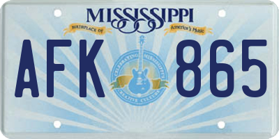 MS license plate AFK865