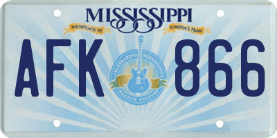 MS license plate AFK866
