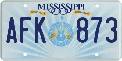 MS license plate AFK873