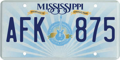 MS license plate AFK875