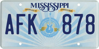 MS license plate AFK878