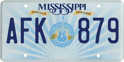 MS license plate AFK879