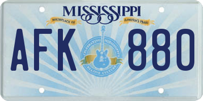 MS license plate AFK880