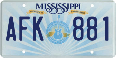 MS license plate AFK881