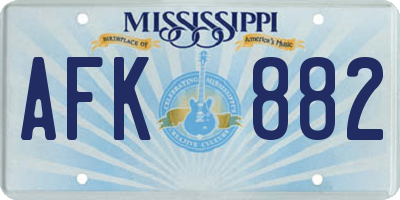 MS license plate AFK882
