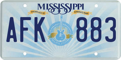 MS license plate AFK883