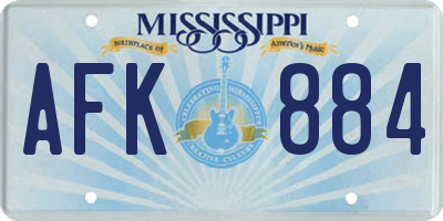 MS license plate AFK884