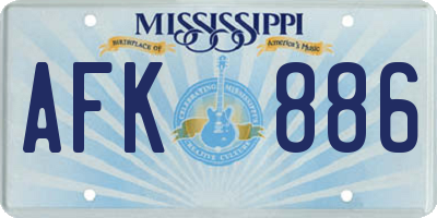 MS license plate AFK886