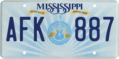 MS license plate AFK887